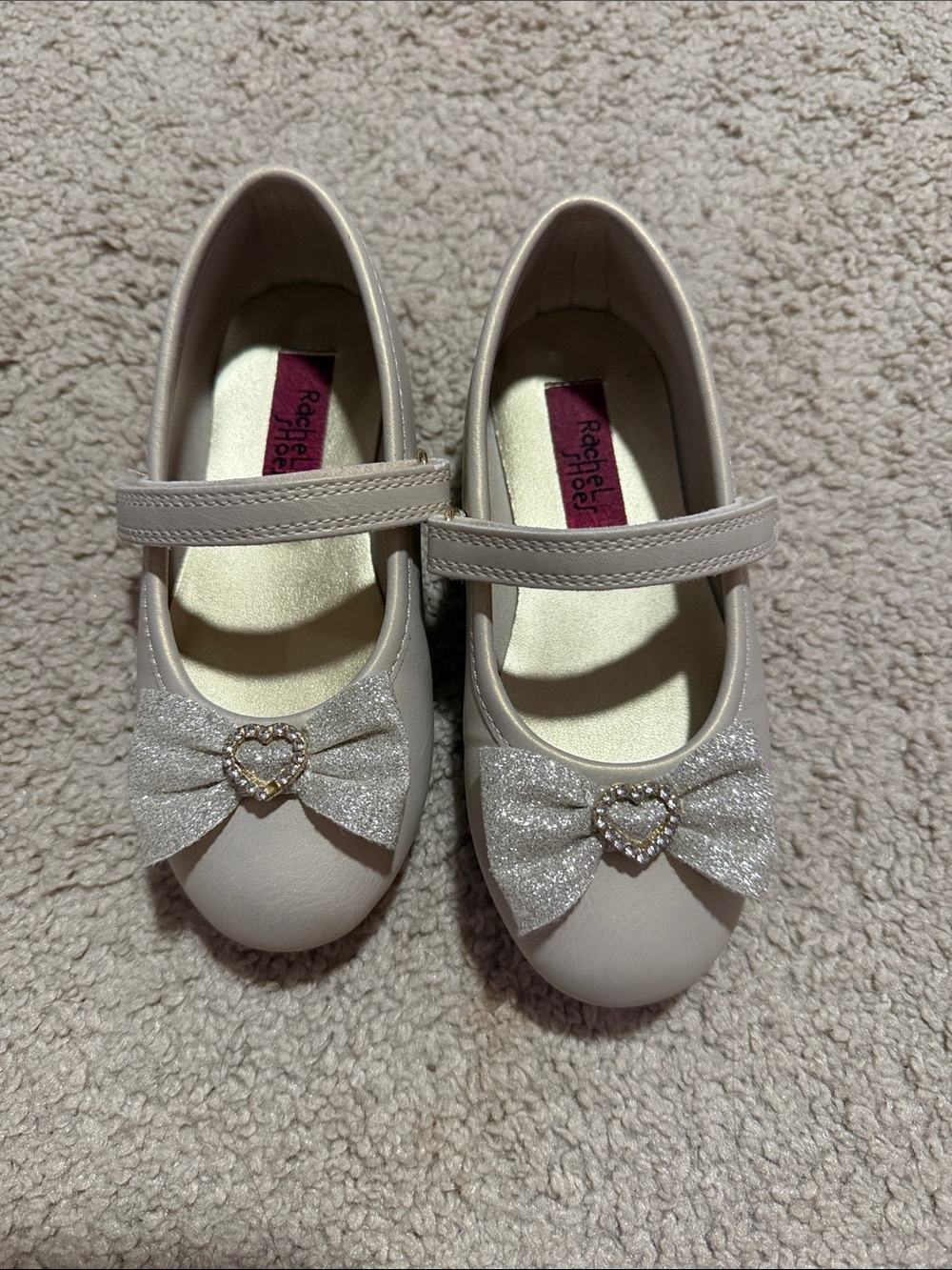 Rachel Shoes Girls' Cream Glitter Bow Mary Jane - Picture 2 of 4